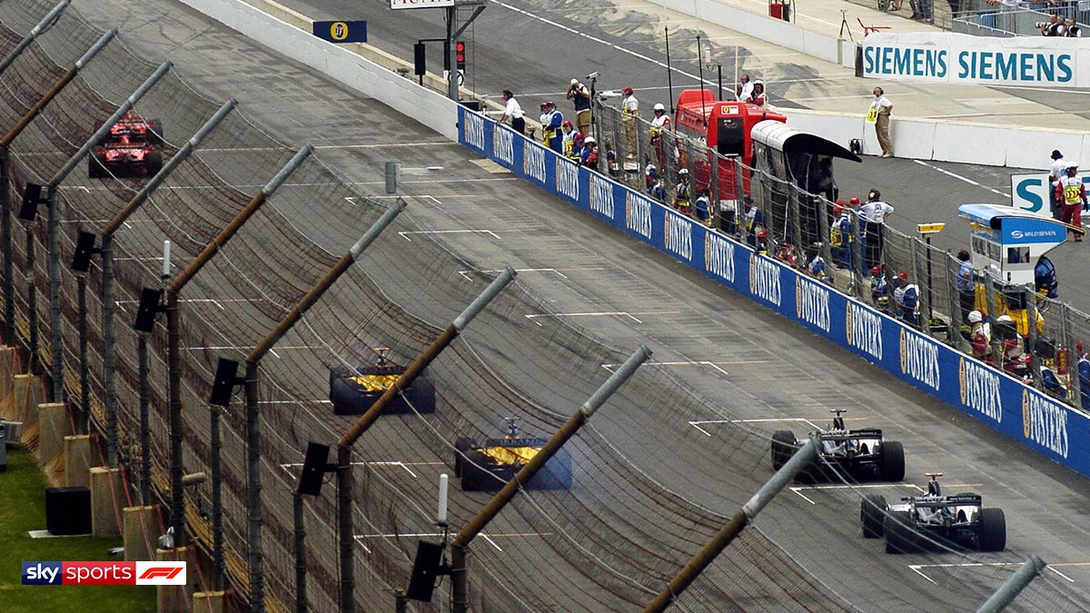 Formula One cars on the grid in Indianapolis at the 2006 United States Grand Prix