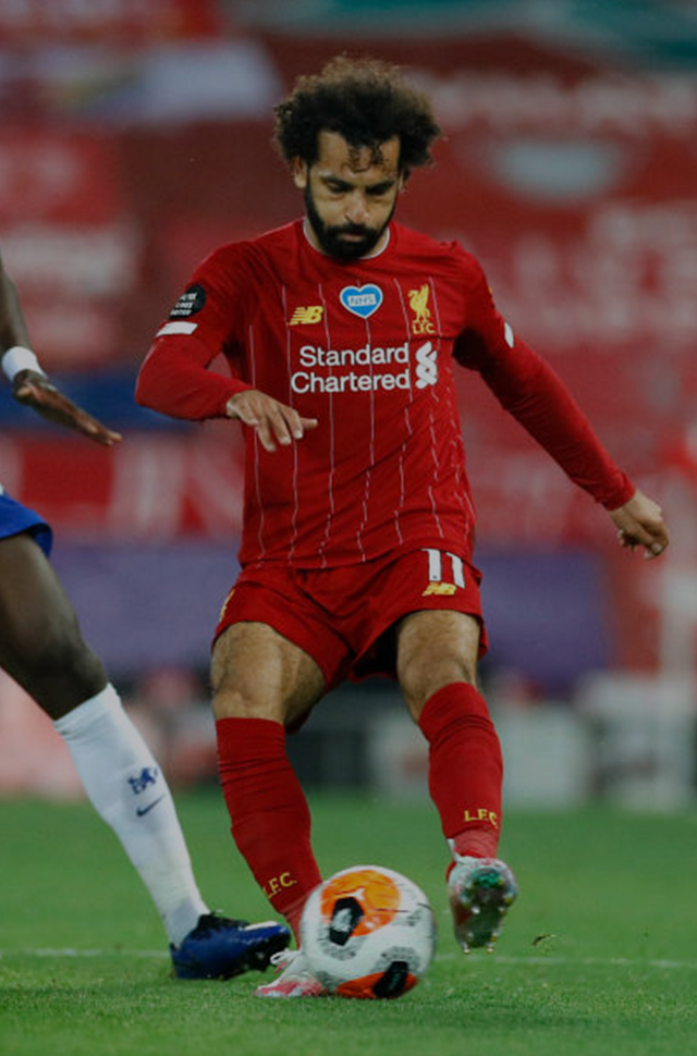 Liverpool’s Mohamed Salah taking on Chelsea’s Tiémoué Bakayoko in the Premier League