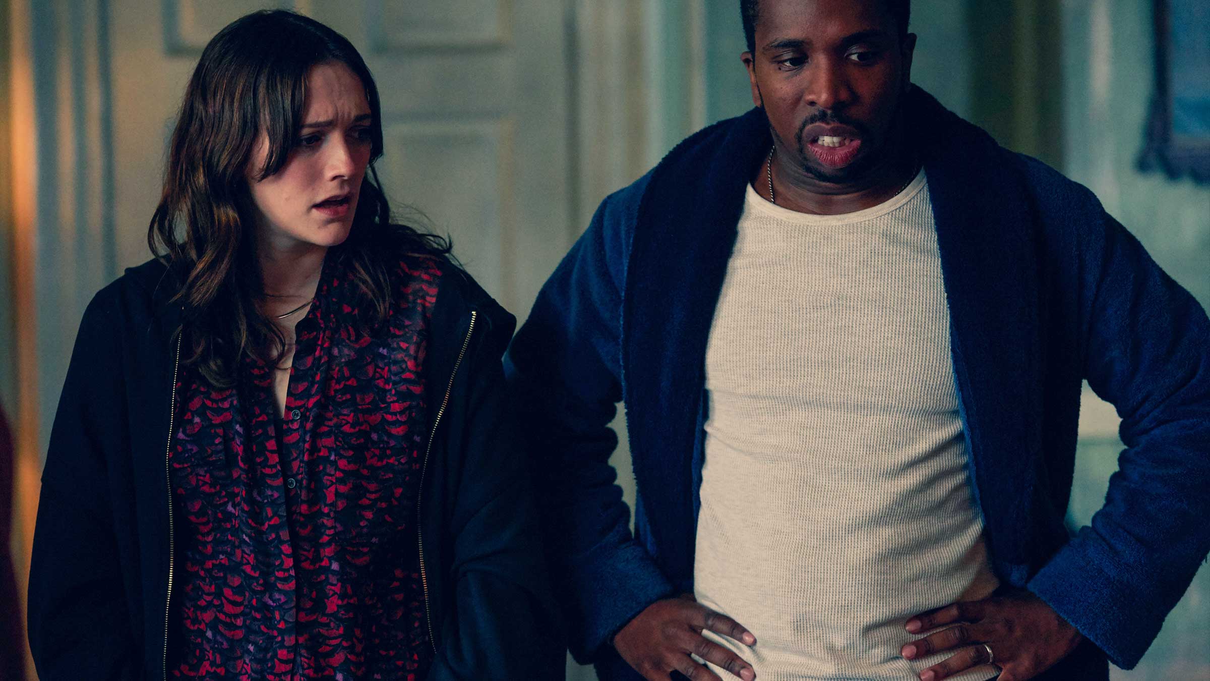 Charlotte Ritchie and Kiell Smith-Bynoe in BBC sitcom Ghosts