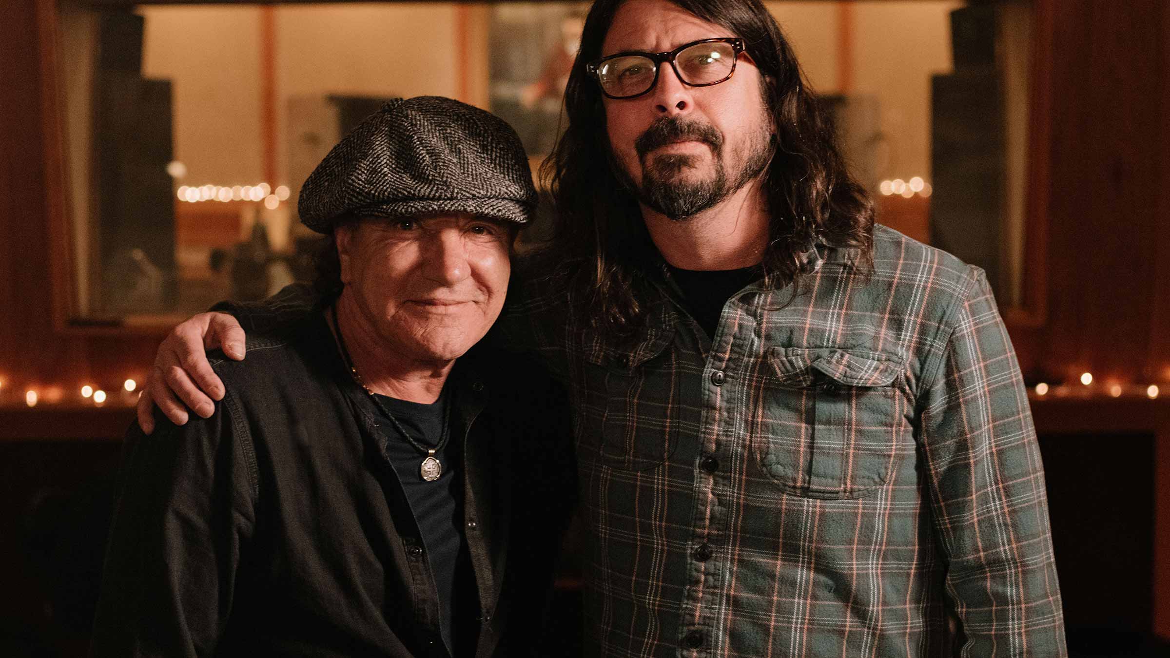 AC/DC singer Brian Johnson and Foo Fighters frontman Dave Grohl