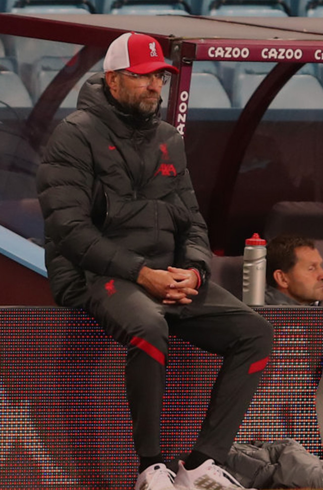 Liverpool manager Jürgen Klopp during his team’s 7-2 Premier League defeat to Aston Villa