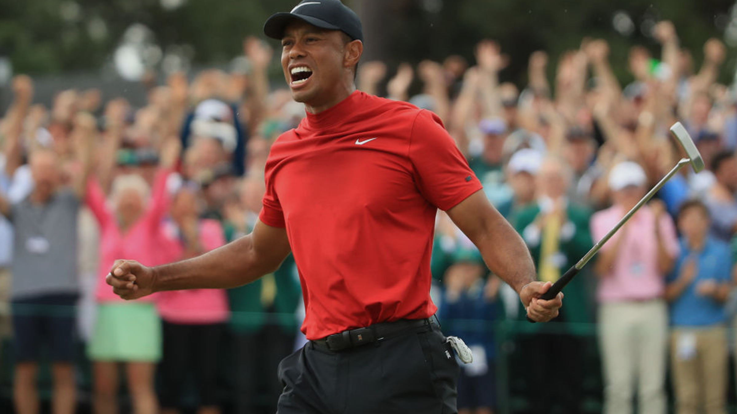 Tiger Woods winning the 2019 Masters at Augusta.