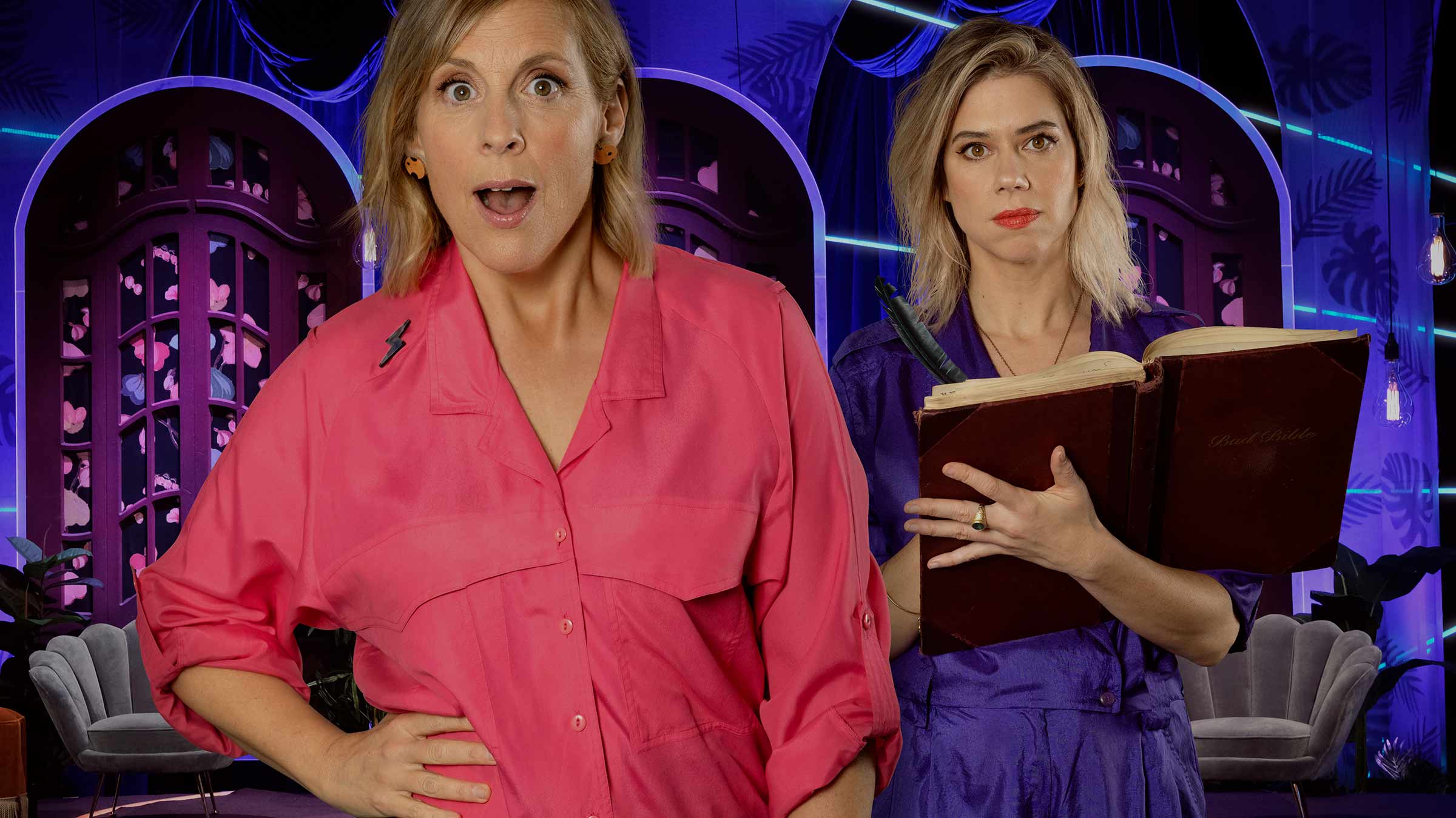 Mel Giedroyc and Lou Sanders