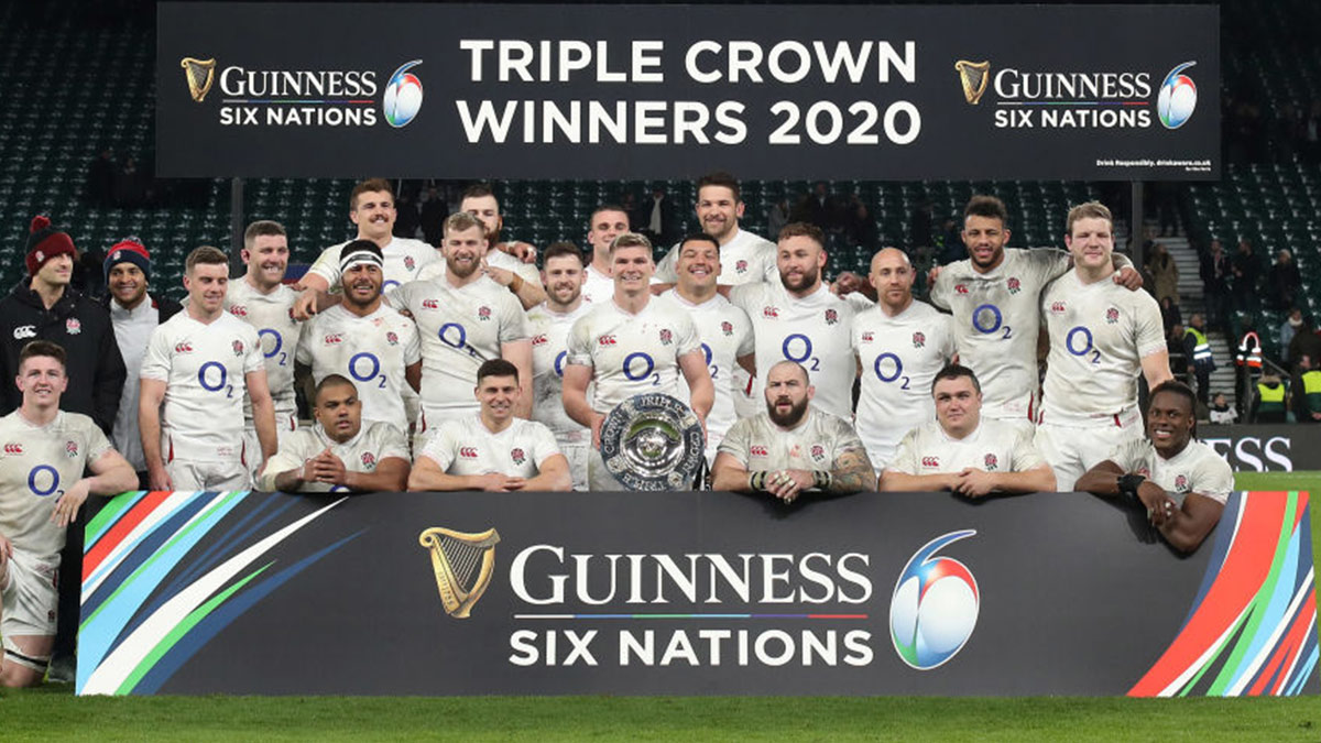 England celebrating winning the 2020 Guinness Six Nations