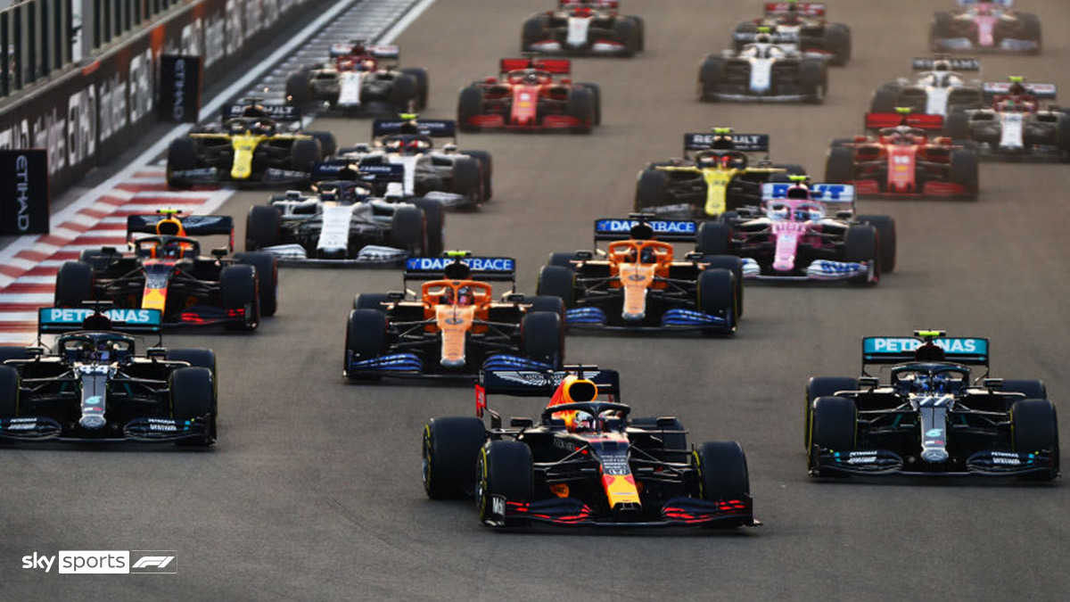 Formula One cars mid-race