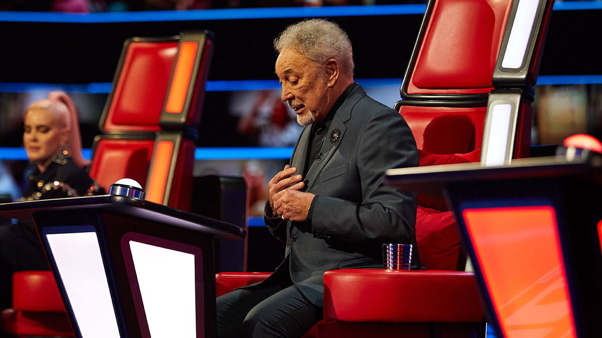 The Voice coach Sir Tom Jones on the set of the show