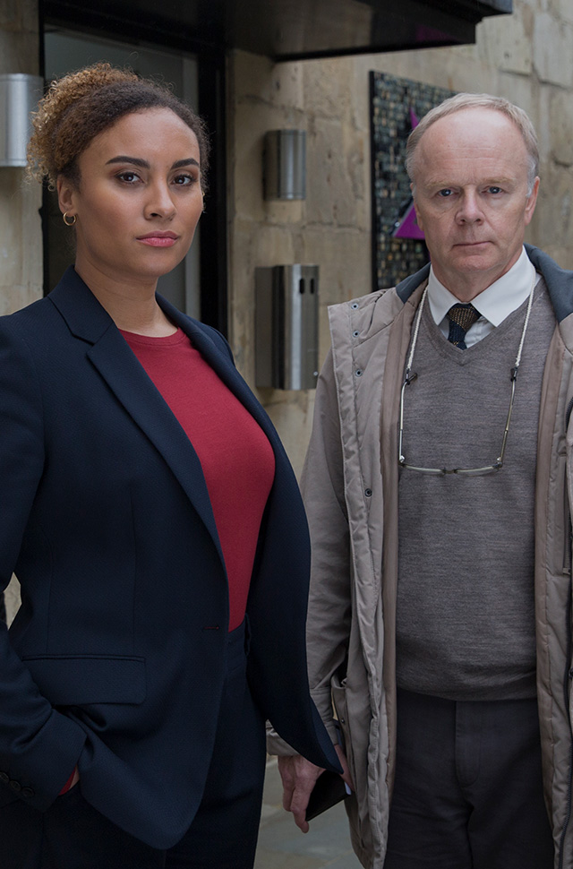 Tala Gouveia and Jason Watkins in ITV crime drama McDonald & Dodds