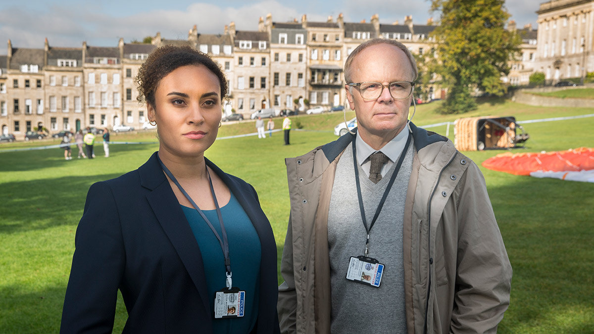 Tala Gouveia and Jason Watkins in the opening episode of McDonald & Dodds series 2