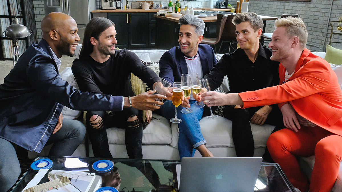 Queer Eye hosts Karamo Brown, Jonathan Van Ness, Tan France, Antoni Porowski and Bobby Berk