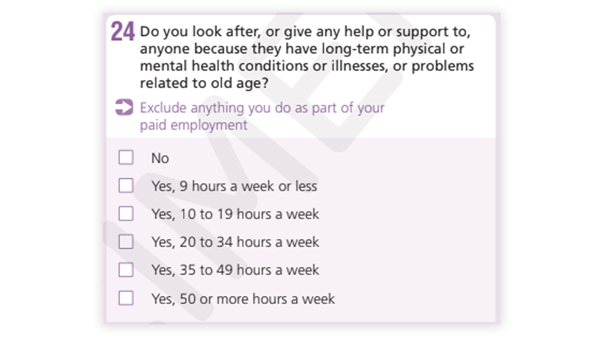 Question 24 (22 in Northern Ireland) on the UK Census 2021