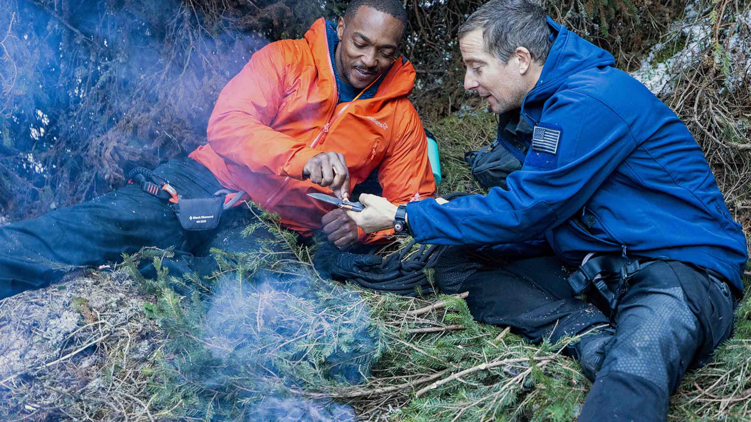 Anthony Mackie and Bear Grylls in Running Wild With Bear Grylls