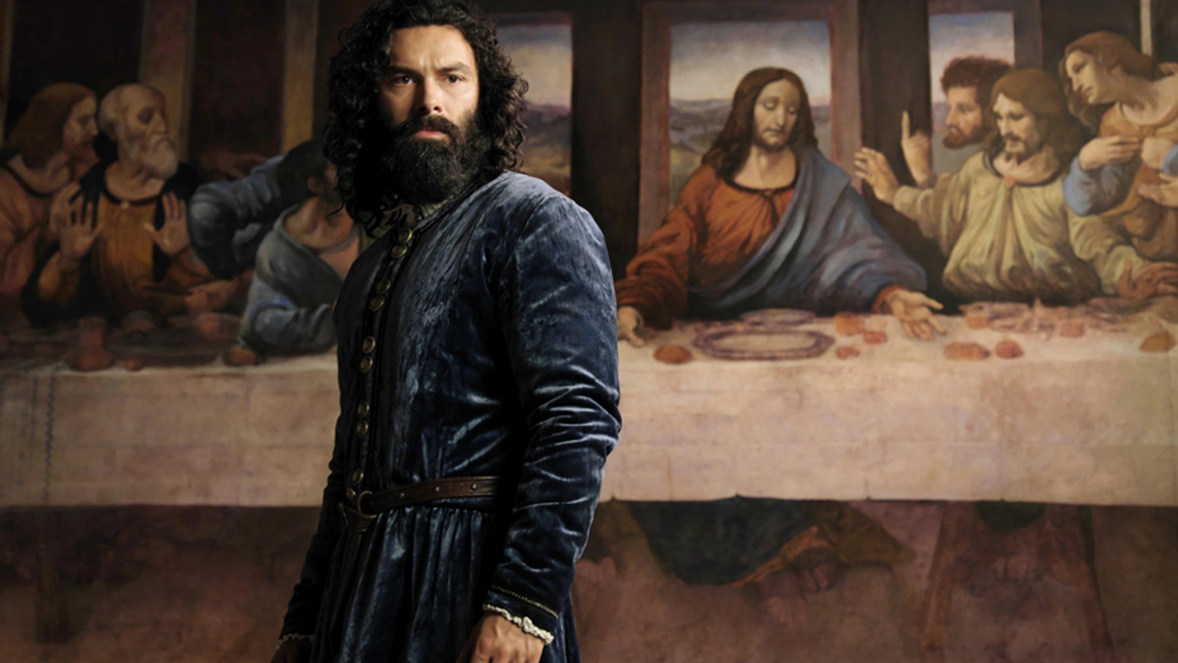Aiden Turner as Leonardo da Vinci in Leonardo