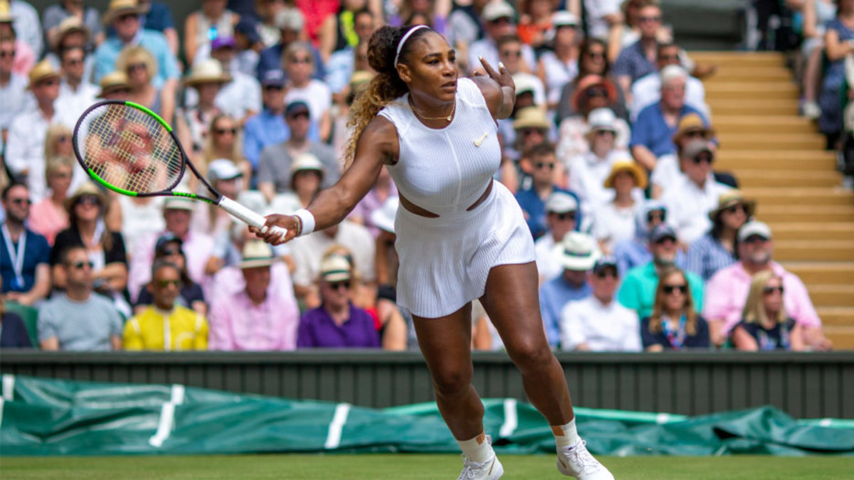 Serena Williams playing at Wimbledon