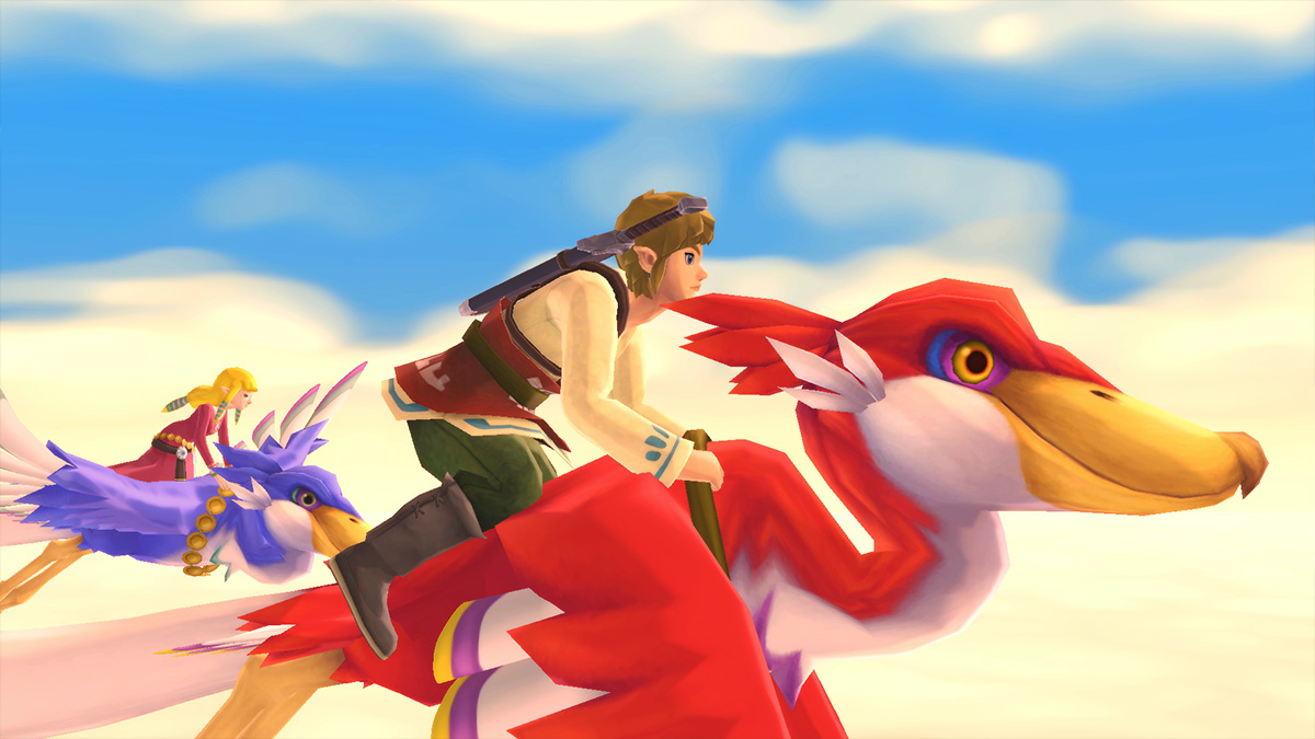 Riding birds in the sky in Skyward Sword