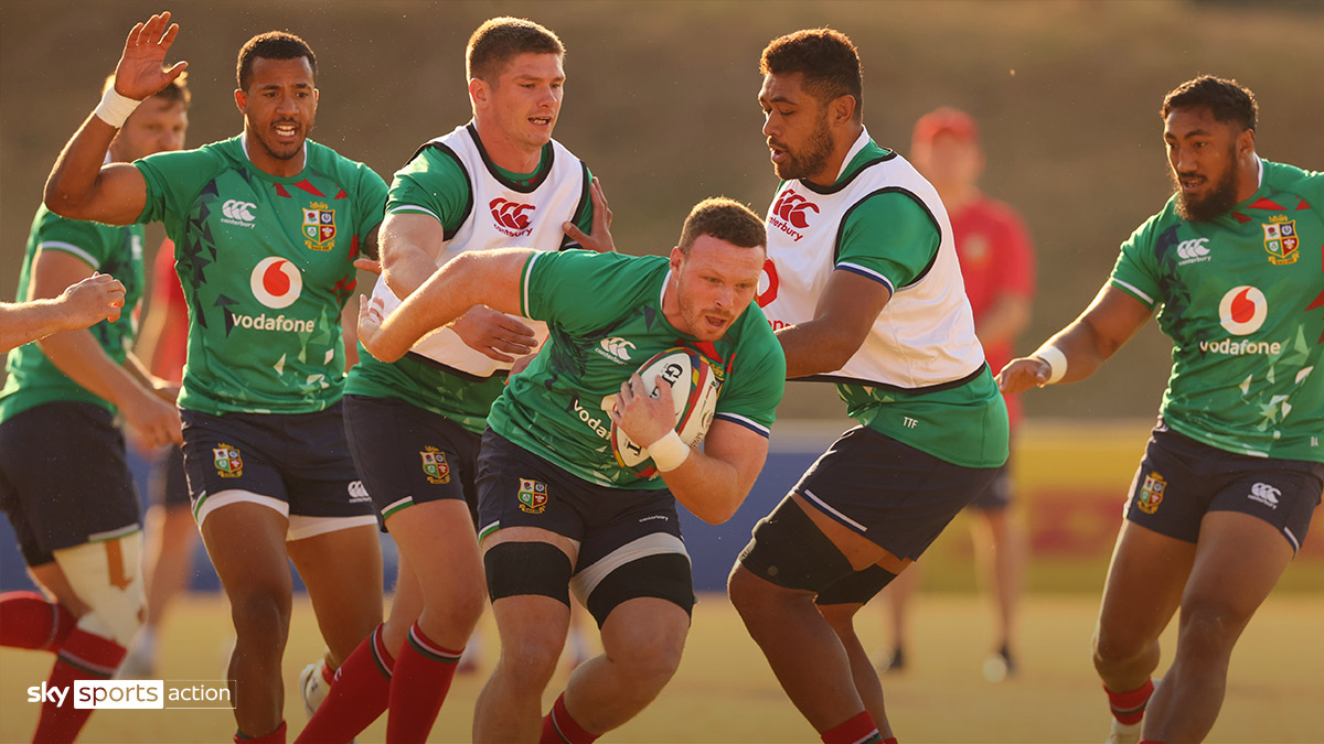 The Lions rugby team during a practice match