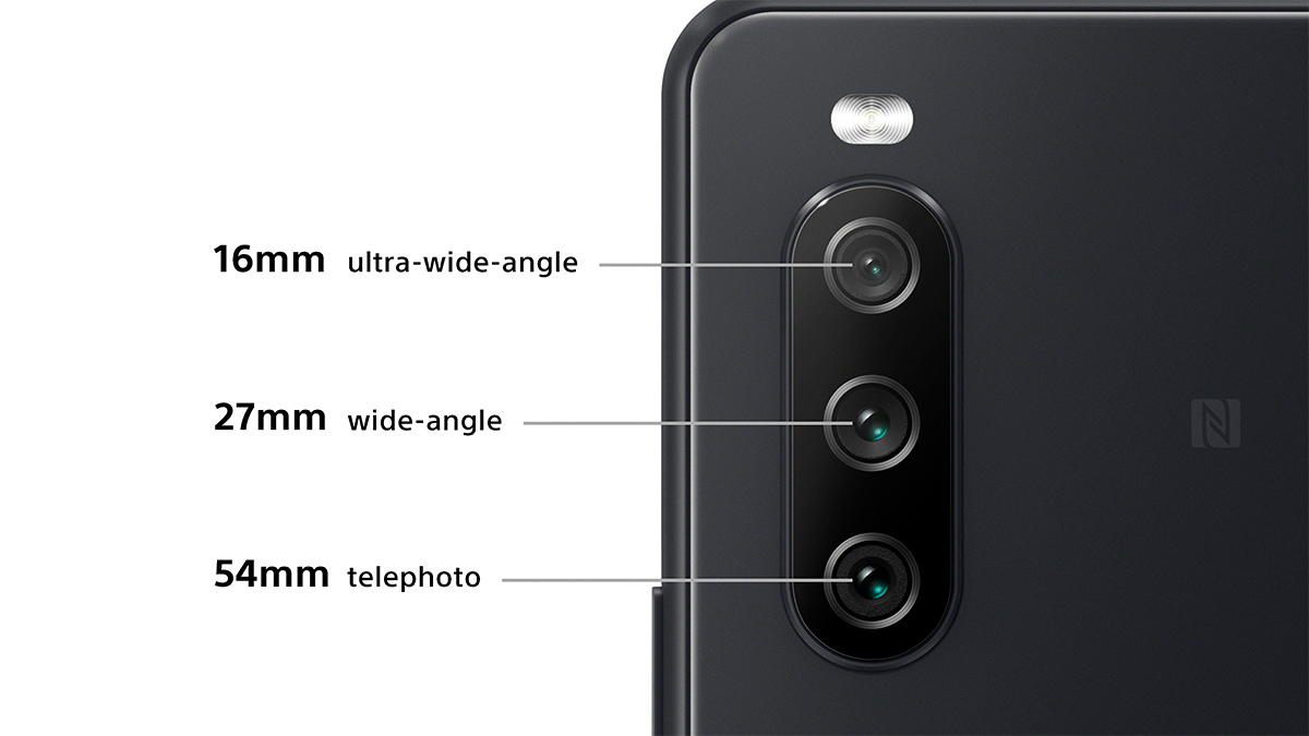 Close up of the Sony Xperia III phone rear camera