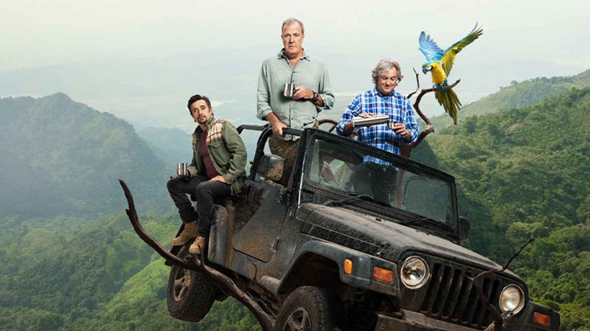 Richard Hammond, Jeremy Clarkson and James May in The Grand Tour on Prime Video