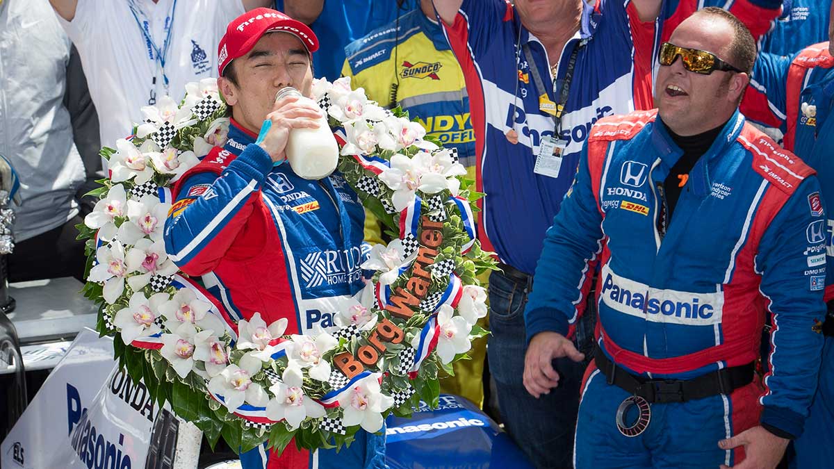 Takuma Sato after winning the 2017 Indy 500
