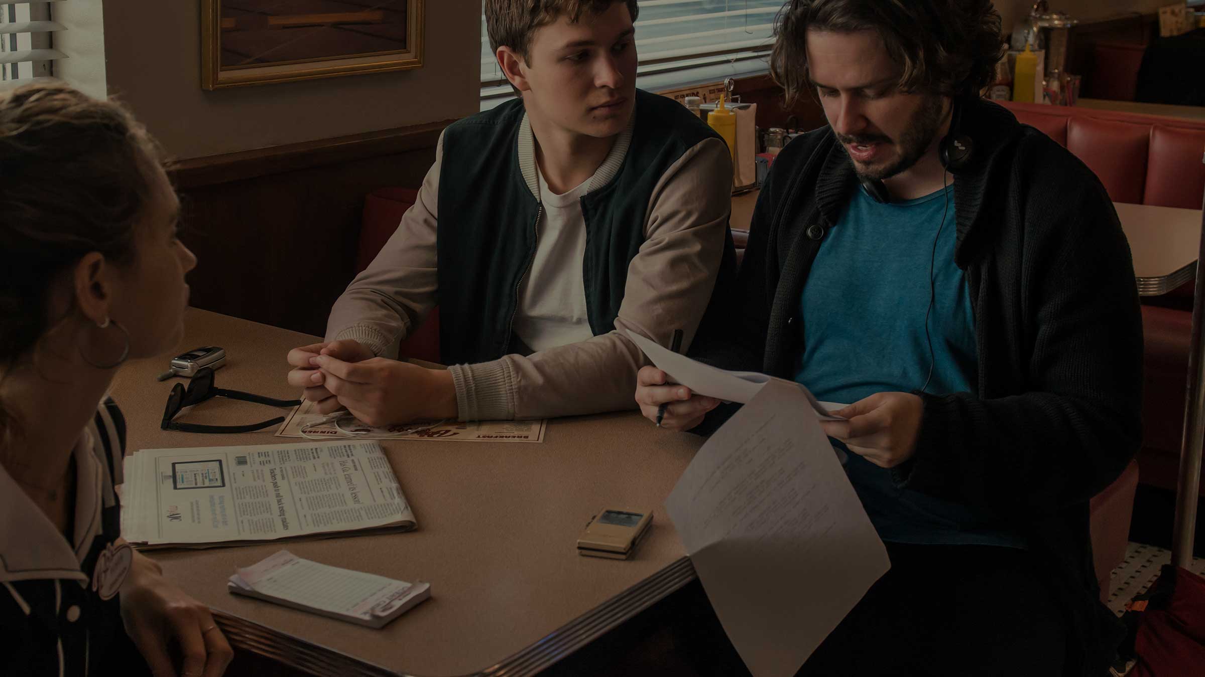Edgar Wright with his Baby Driver star Ansel Elgort