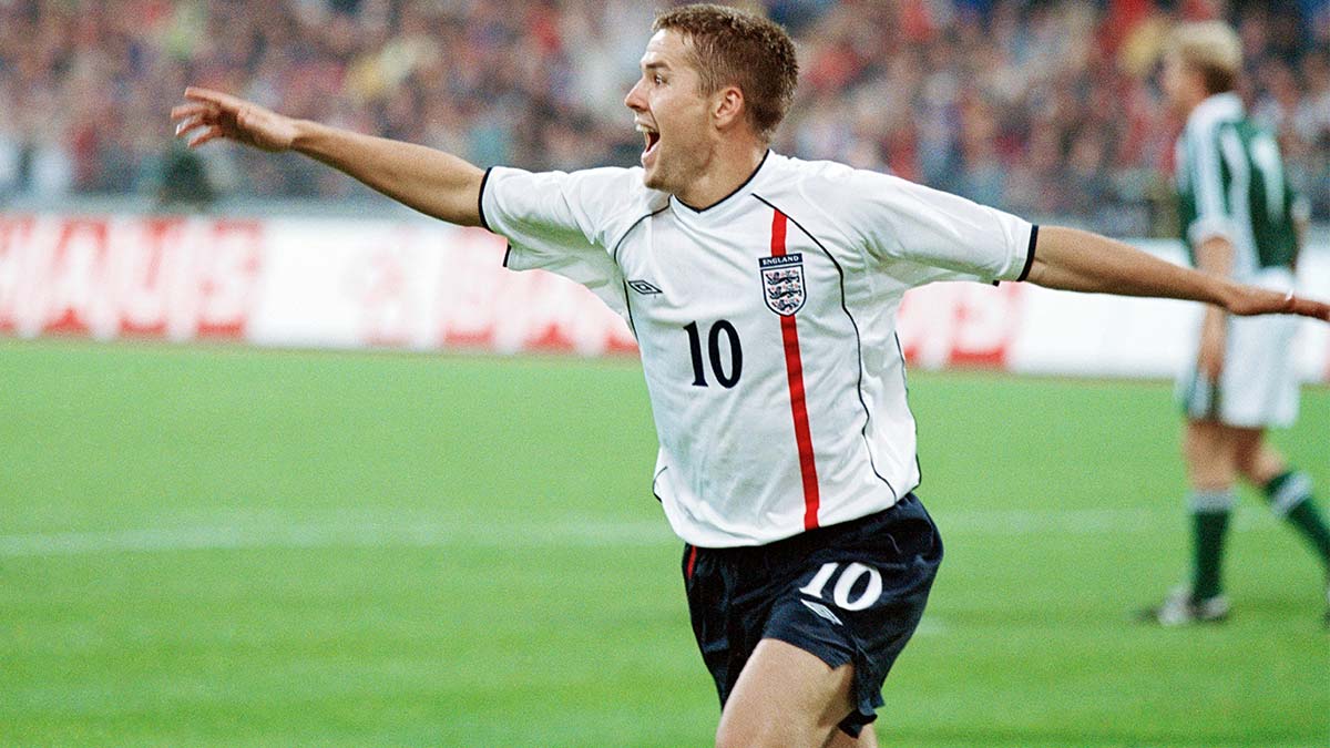 Michael Owen scoring for England against Germany