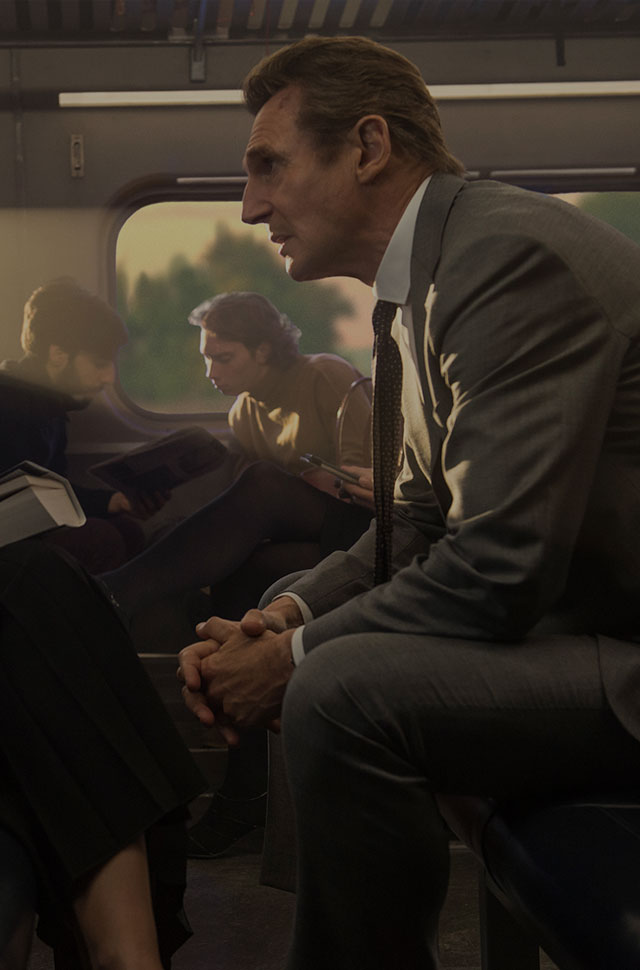 Vera Farmiga and Liam Neeson in The Commuter