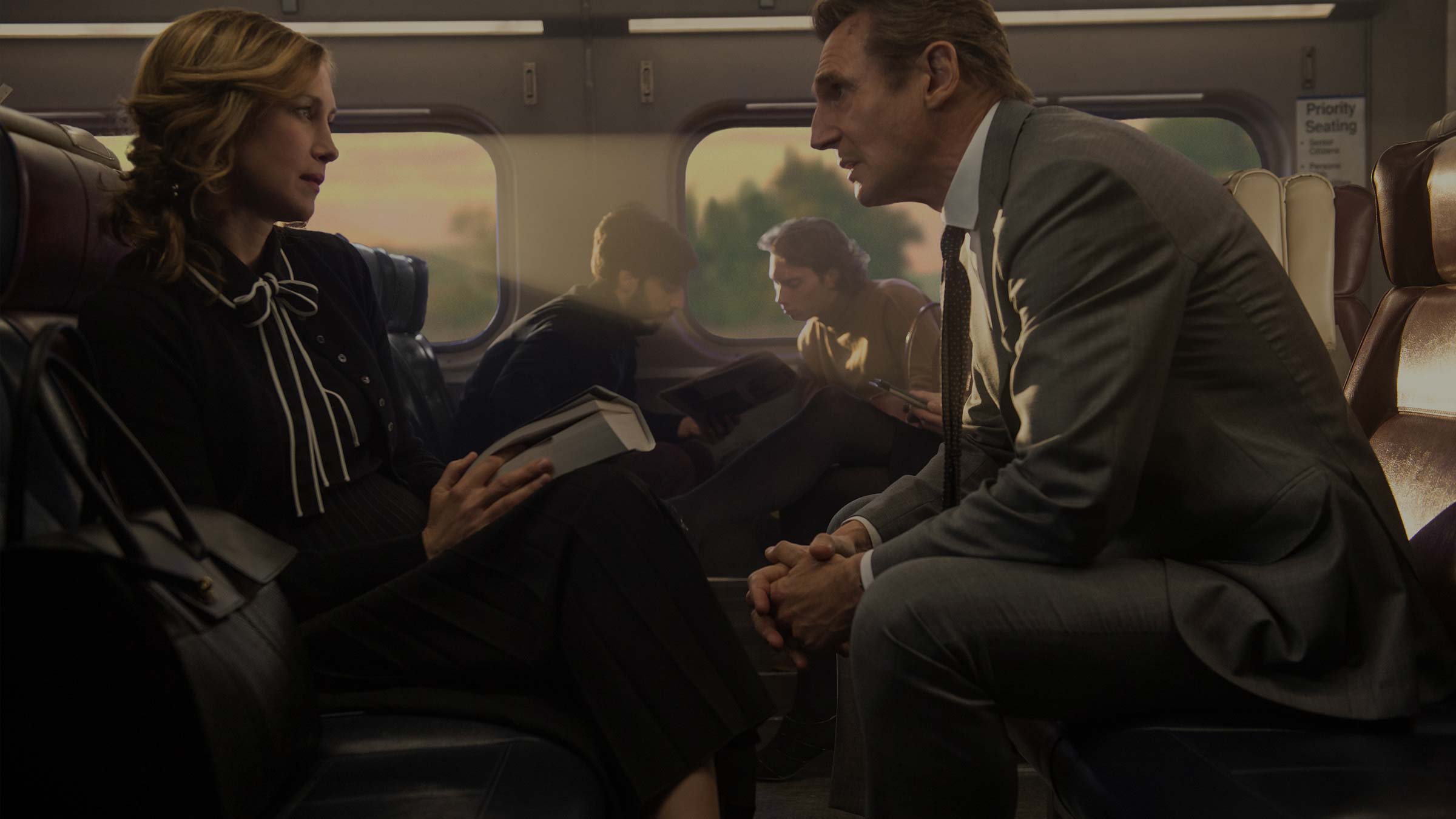 Vera Farmiga and Liam Neeson in The Commuter