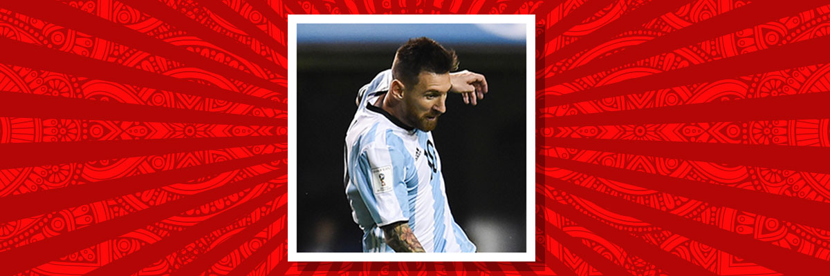 Lionel Messi playing for Argentina