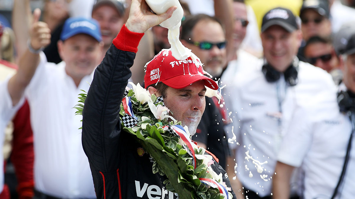 Will Power celebrating after the 2018 Indy 500