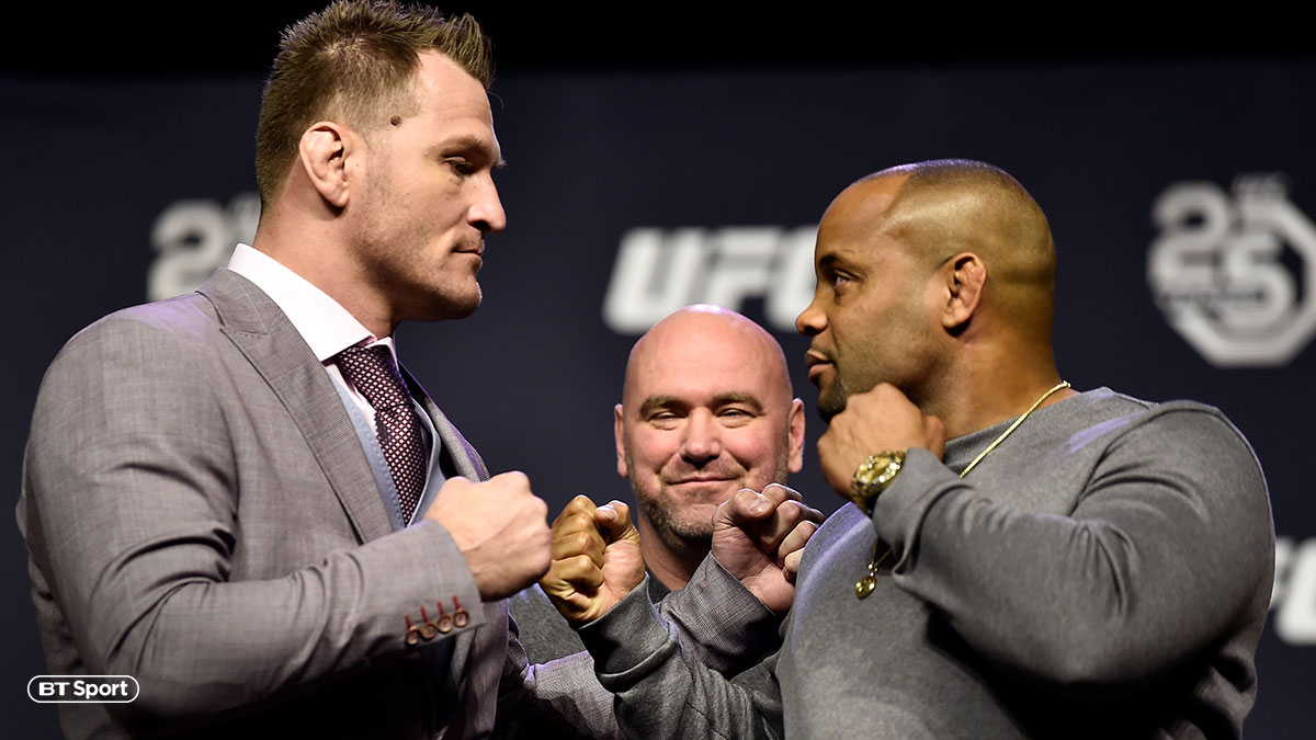 Stipe Miocic and Daniel Cormier squaring up ahead of UFC 226