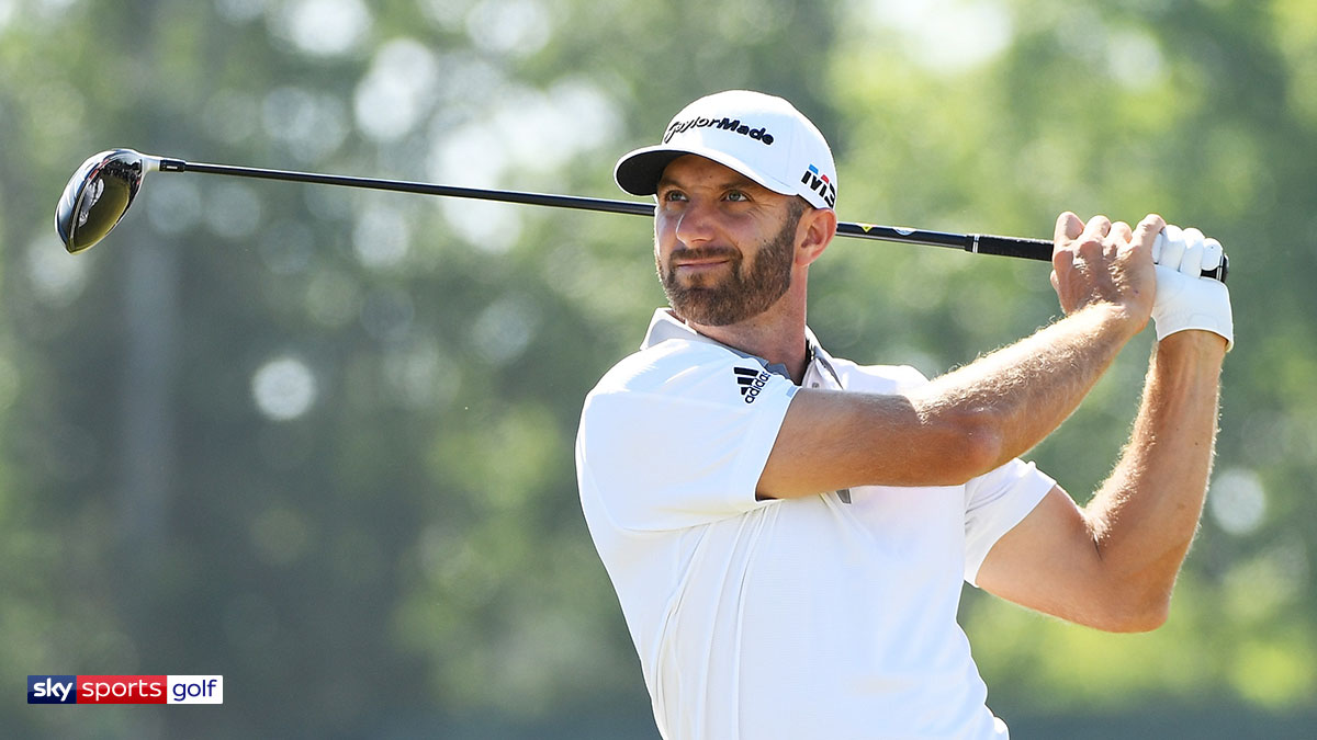 World number one Dustin Johnson playing golf