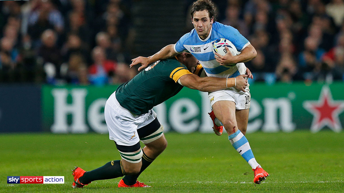 Nicolás Sánchez playing rugby for Argentina against South Africa