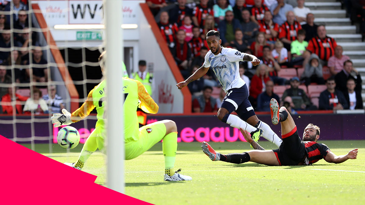 Theo Walcott scoring for Everton against Bournemouth