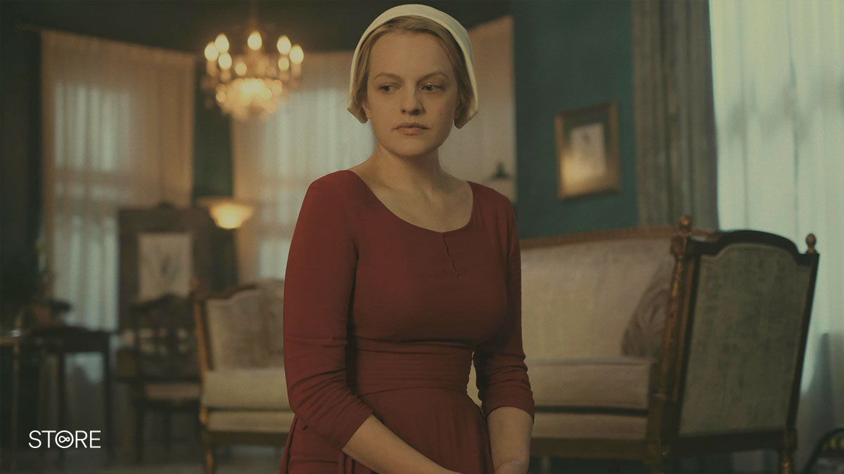 Elisabeth Moss as Offred in The Handmaid's Tale